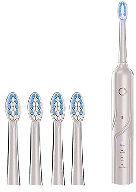 Brosse à dents électrique sonique, 4 modes, rechargeable, haute puissance, lumière bleue antibactérienne, 30 jours d'autonomie de la batterie (White)