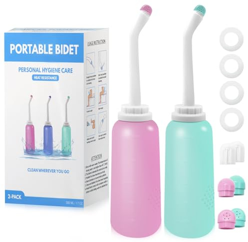 Po Dusche Bidet 2er Set, RUFCRIL Intimdusche für Damen 500ml, Tragbares Reisebidet für Wochenbett & Unterwegs, TPE-Material 100°C hitzebeständig