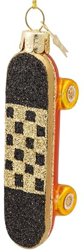 SIKORA Skateboard besondere Weihnachtskugel Glas Christbaumschmuck Deko Figur Weihnachten Anhänger Ornament - Trend Line - BS633