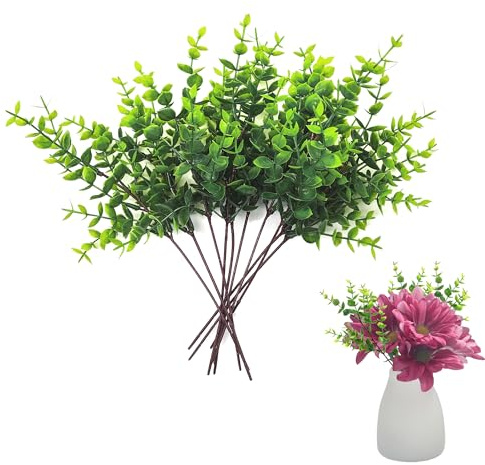 XCSJ 10 Pcs Künstliche Zweige Grüne, 28cm (A) | Zweig Blätter Fake Pflanze Zweige mit Blättern Realistische Pflanzen Zweige für Schlafzimmer, Blumensträuße, Vasendekoration