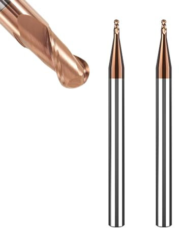 ASNOMY 2 frese a raggio VHM, diametro 1,5 mm, rivestimento AlTiN HRC 55, punte a sfera in metallo duro, fresa CNC a 2 denti, per metallo