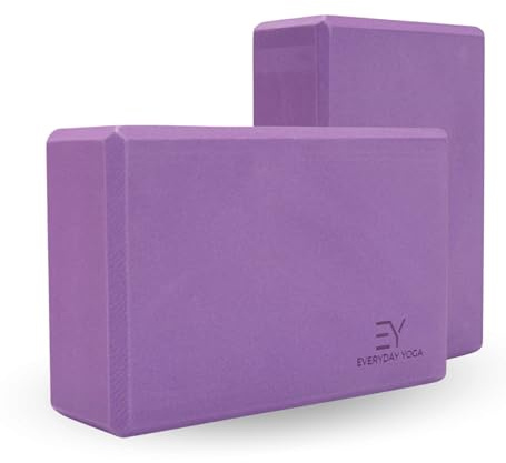 Everyday Yoga Foam Block and Yoga Strap Set, Soft Non-Slip Surface for Stability in Plum - 3 Thick - No Strap