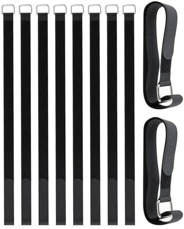 cinghie per cavi regolabili con fibbie e ganci,10pcs Cinghie Elastiche Antiscivolo Multiuso, Fascette per Bicicletta, Pantaloni, Bagagli, Tappetini Yoga, Campeggio, Tubi e Cavi, Dimensioni 2CM*50CM