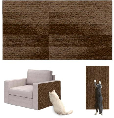 Viusneun Selbstklebende Kratzmatte Sofa Katze Kratzteppich Ecke, Kratzmatte für Katzen, Kratzbretter Katze Wand, DIY Geschnitten atzenkratzbrett Katzenkratzer Möbelschutz (30CM*100CM,Dunkelbraun)