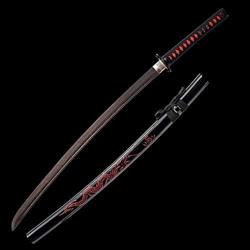 HJHUUA Natürliches Palisander-Katana,handgefertigtes Samurai-Schwert aus Holz mit Scheide,103 cm Bokken für Ausstellung,Cosplay,Sammlung,Kendo-Training
