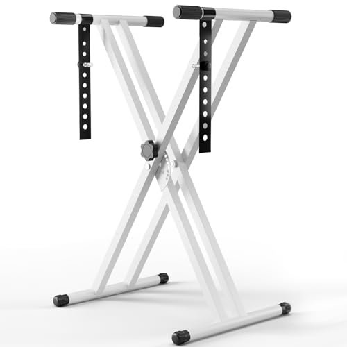 MAMIZO Keyboardständer Höhenverstellbar 28-97CM , Klavier Ständer X Doppelstrebig, Höhe in 8-Stufen, Piano Ständer Klavier Halterung Tragfähigkeit 30kg,für E Piano, Frisiertisch,Weiß