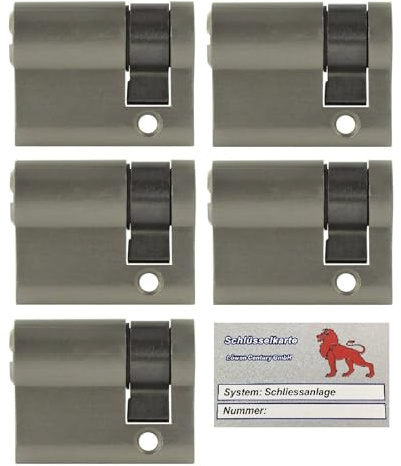5x Halbzylinder 40 mm 30/10 gleichschließend inkl. 25 Schlüssel mit Schlüsselkarte