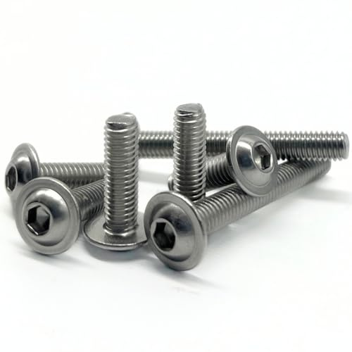 Topnorm24- M6x40 (10 Stück) Linsenkopfschrauben mit Flansch und Innensechskant ISO 7380-2 Flachkopfschrauben mit Flansch/Bund Edelstahl rostfrei V2A A2 (10, M6x40)