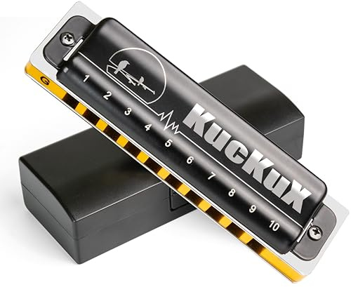 KUCKUX Diatonic Harmonica of G Key,Blues Mouth Organ 10 Holes 20 Tones, Reed of Phosphor Bronze, ABS Combo, Easy-Clean Cover, Blues Harp for Adult, Beginner