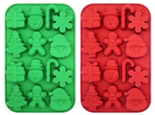 2 Stück Weihnachts-Silikonformen für Schokolade, Weihnachts-Fudge-Silikonformen mit Weihnachtsmann, Silikonformen für Süßigkeiten in Weihnachtsbaumform,formen für thanksgiving pudges