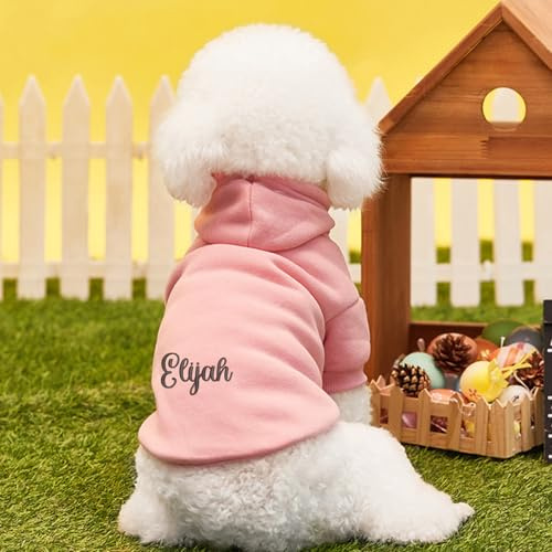 Personalisierter Hunde Kapuzenpullover - Namens-Haustier-Kapuzenpullover - Personalisiertes Hunde-Sweatshirt - Welpenkleidung - Personalisierte Hundekleidung - Outdoor-Hundemantel (S)
