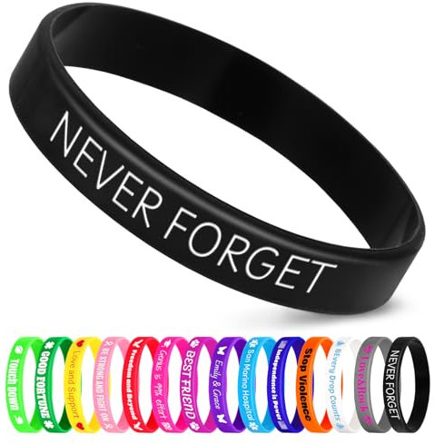 Jodimitty 10 Stück Personalisiertes Armband Silikon Armbänder Damen Herren, Custom Text & ICON, Bulk Armband für Event Festival Hochzeit Party Bewusstsein Motivation, 202x12mm (Schwarz)