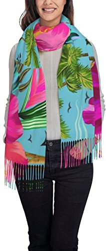 SBKGBIEHG Kinder-Schal mit Handabdruck, Quaste, Kaschmir, weich und bequem, warmer Schal, Hello Hawaii, One size