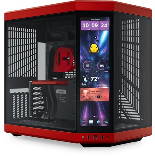HYTE Y70 Touch Infinite Dual Chamber ATX Mid Tower Modern Aesthetic Case with Integrated 2.5K LCD Touchscreen - Black Cherry