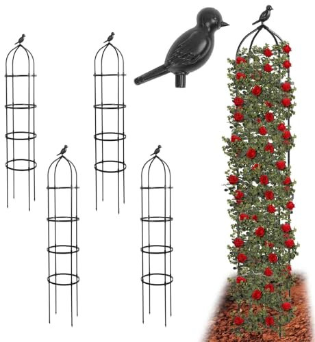 205cm Rankhilfe Rankobelisk Metall,Witterungsbeständige Garten Rankhilfe für Rosen und Blumen,Garten Obelisk,Freistehende Rankhilfe für Kletterpflanzen,Ranksäule(32cm Durchmesser,205cm Höhe)