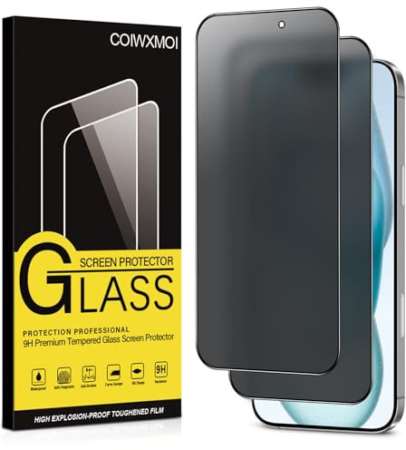 Coiwxmoi Privacy Pellicola Opaca per iPhone 15 Pro,Opaco Vetro Temperato Anti-Spy Durezza 9H Anti-riflesso Anti-impronta Anti-Spia Senza Bolle Vetrino Film Protezione Schermo per iPhone 15 Pro 2 Pezzi