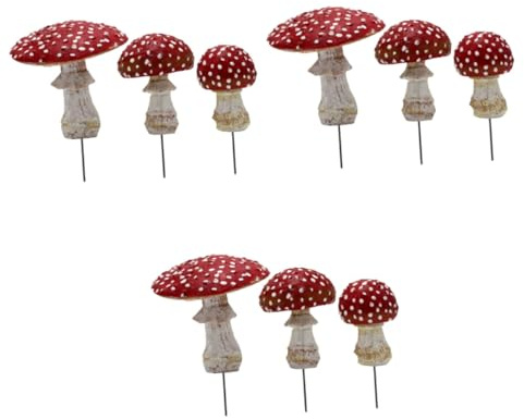BESTonZON 3 Ensembles Ornements De Champignons Qui Brillent dans Décoratif Décoration Petit Décor De Champignons Statue De Champignon Miniature Décor en Résine Coloré 3 Pièces * 3