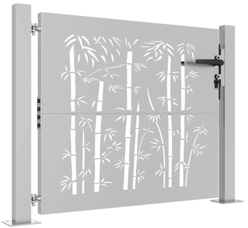 Festnight Cancelletto Giardino, Cancelletto Pedonale, Cancello Ferro Battuto, Cancelletto Esterno, Cancello da Giardino 105x105 cm in Acciaio Corten Design bambù #2