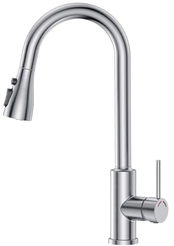 KEEPIFY Küchenarmatur mit Brause, 42.5cm Hoch, 4 Modi & 360° Drehung – Einhebelmischer Wasserhahn Küche Hochdruck, Ausziehbarer Edelstahl Küchenhahn, G3/8 Anschluss,Nickel