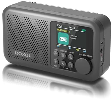 Roxel RDR-30 Portable DAB+ FM Radio with BT 5.3 | 12-Hour Battery | 2.4 Color Display | 80 Presets | Alarm Clock | USB-C Charging |Lightweight | Digital Radio for Home, Travel & Out (Black)