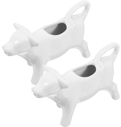 iplusmile Tasse à Mousse De Café En Céramique 40ml Blanche Forme Vache, Pot à Lait Décoratif 2 Pièces, Récipient Polyvalent Pour Sauces Et Lait, Usage Domestique Et Professionnel