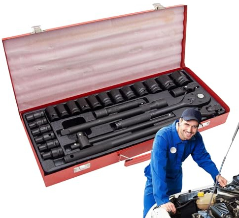 Genérico Kit d'outils pour voiture - Kit de réparation 24 pièces | Clé portable résistante pour urgences, voyage, camping, moto