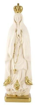 Virgen de Fátima figura religiosa de 20 cm. imagen resina color crema