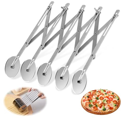XHYASD 5 Roues Coupe Pate, Réglable Roulette à Pizza en Acier Inoxydable pour Cuisine Cuisson