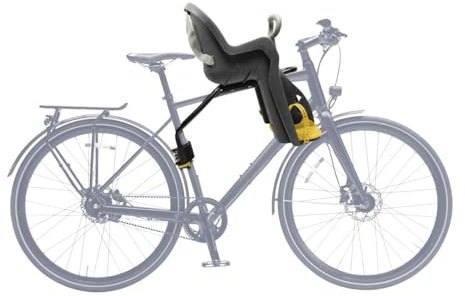 MOMODESIGN Bike Child Seat Carrier, Black, Front Mounting, Reversible Viewing, Adjustable Safety Straps, Bicycle, Frame, Ages 1-4 Years. Frame Mount. Adjustable Safety