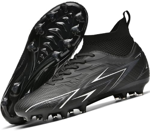 situkeke Scarpe da Calcio Uomo FG AG Tacchetti Professionale Scarpe da Calcetto Adolescenti Calzature da Calcio Ragazzo Scarpe per Competizioni e Allenamento,Black,EU44
