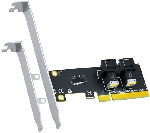 GLOTRENDS SF02 Carte Adaptateur 2 Ports SFF-8643 (Mini-SAS HD) vers PCIE 4.0 X8 sans Fonction de Bifurcation PCIe, Support Standard et à Profil Bas