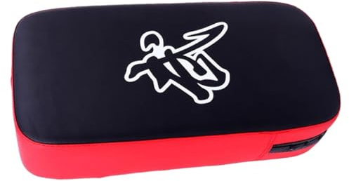 PAMINGONO Protection Pied Bouclier De Boxe Épais PU Noir Bord Rouge, Coussin De Frappe Entraînement Arts Martiaux, Kickboxing, Muay Thaï, Sparring Pro Et Amateur