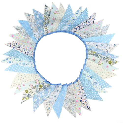 Festone in tessuto da 10 metri con 36 bandierine per matrimoni, compleanni e altro ancora, colore: blu