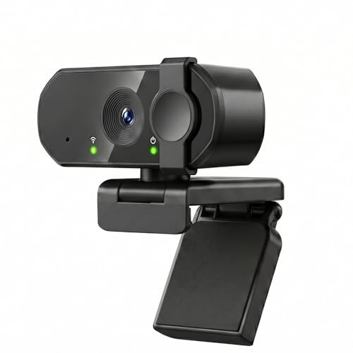 1080P HD Webcam with Microphone Privacy Cover Auto Light Correction | Wide Angle Plug & Play USB Web Camera for PC Laptop Desktop Mac Zoom Skype Teams Streaming Black