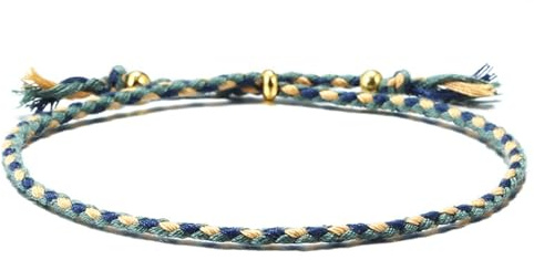MNYXIS Bracciale Intrecciato in Cotone con Perline di Rame, bracciali uomo corda, Braccialetto Amicizia Fatto a Mano Regolabile per Uomo e Donna, Stile Etnico Boho Colorato, Circonferenza Max 22cm