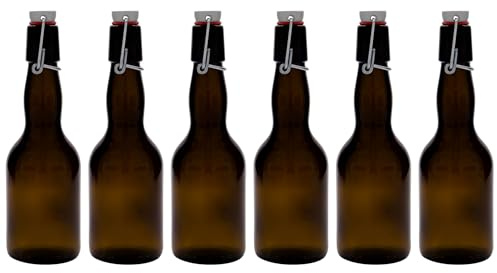 Flaschenland 330 ml Bierflaschen braun mit Bügelverschluss im 6er Set für Craft Beer und Getränke