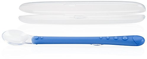 Nuby - Cuchara larga de silicona - Azul - 6m+