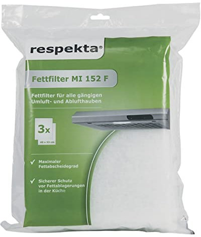 respekta Fettfiltermatte Fettfilter MI152F 3 Stück zuschneidbar 530x400mm Dunstabzugshaube Universell einsetzbar für DH 520 540 610 611 620 621 630 631 640 4178 4217 4221 4254 4679