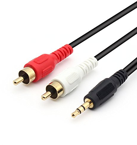 QiCheng&LYS Cable Video Stereo, Cable 3.5 RCA Cable Adaptateur a/v RCA pour Smartphones MP3 tablettes Haut parleurs(2RCA 1.5m)