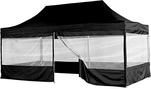 INSTENT Alu-Pavillon 3 x 6 m Pro 4 Seitenteile wasserdicht UV-Schutz 50+, schwarz