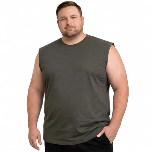 Bigdale Camisetas de Tirantes Hombre 3XL - 10XL | Camiseta sin Mangas para Hombre de algodón de Tallas Grandes | Camisetas Tirantes Hombre de Cuello Redondo con Tejido elástico | Gris, 5XL