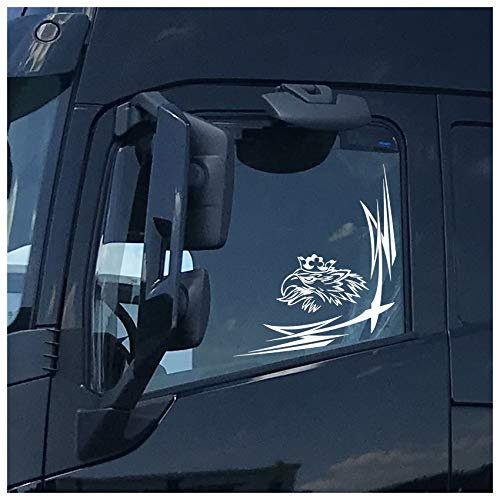 Greif Fensterdekor LKW Aufkleber Dekor Sticker Fenster Scallops Ornamente Rauten KX036 (Weiß Glanz, Innenklebend)