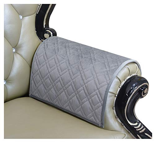 HAOMAIJIA Sofa Armrest Cover, Recliner Chair Arm Cover,Armchair Slipcover Nonslip Quilted Furniture Protector for Leather Sofa Couch (BGray, 14 x14, 2 Pieces)