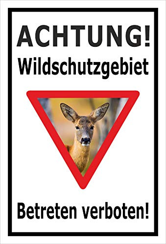 Melis-Folienwerkstatt Schild Wildschutzgebiet - Betreten verboten – 45x30 cm – Aufkleber – mehrere Größen/Materialien