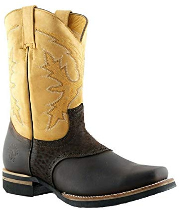 Grinders Unisexe Frontier Bronzer Marron Cuir Bout Carré Cowboy Bottines Chelsea 43