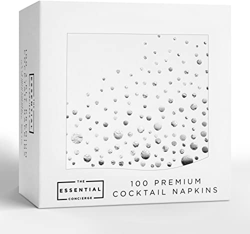 Stilvolle 12,7 x 12,7 cm silberne Servietten 100er Packung mit 3-lagigen silbernen Cocktail Servietten - Verleihen Sie Ihrer Party Glanz mit luxuriösen Getränke Servietten für Partys
