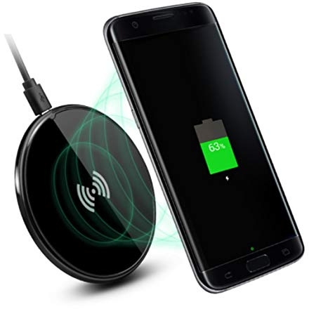 Wireless Charger for Smartphone Induction QI Ultra Flat Desktop (Black)