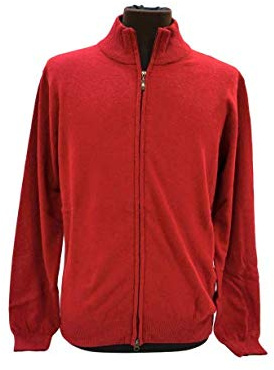 GERMINI Cardigan Uomo Full Zip in Cashmere Prodotta in Umbria Made in Italy dalla M Fino Taglie Forti 7XL Colori Assortiti (Bordo', XL)