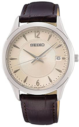 Seiko Herren-Uhr Quarz mit Lederband SUR421P1