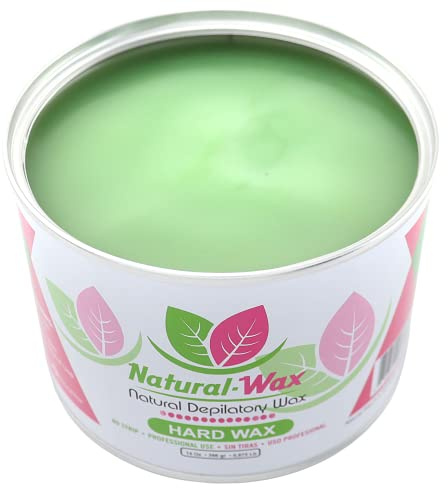 Natural Wax Depilatory Hard Wax - Professional Use 100% Organic Moisturizer - Hair Removal - Ideal for Small Areas and Sensitive Skin (14 oz)